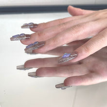 Load image into Gallery viewer, Grey polarlight pointy Nails | 10pc Handmade
