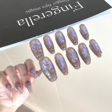 Load image into Gallery viewer, Grey polarlight pointy Nails | 10pc Handmade
