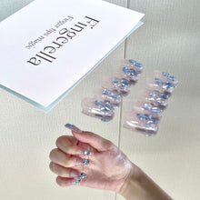 Load image into Gallery viewer, Blue crystal mermaid tears (Long)| 10pc Handmade Best Press-on Nails Award-Winning Glue-on Nails
